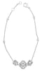 .49CT DIAMOND 18KT WHITE GOLD 3D ROUND & BAGUETTE 4 LEAF CLOVER FLOWER BRACELET