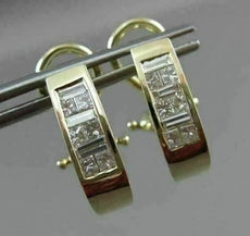 ESTATE .90CT PRINCESS CUT DIAMOND 14K YELLOW GOLD HANGING CLIP ON EARRINGS 22501