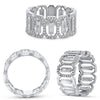 WIDE .39CT DIAMOND 14KT WHITE GOLD 3D ROUND & BAGUETTE OCTAGON ANNIVERSARY RING
