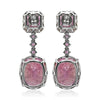 LARGE 50.65CT DIAMOND & AAA PINK SAPPHIRE & KUNZITE 18KT WHITE GOLD FUN EARRINGS