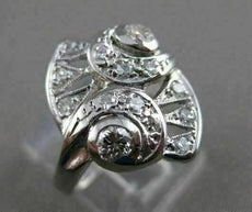 ANTIQUE ART DECO EURO MINE DIAMOND 14KT WHITE GOLD COCKTAIL FILIGREE RING #21489