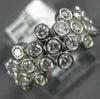 ESTATE WIDE .76CT DIAMOND 14K WHITE GOLD MULTI ROW FLOWER BEZEL ANNIVERSARY RING