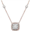 ESTATE 0.41CT DIAMOND 14KT ROSE GOLD 3D CLUSTER SQUARE HALO BY THE YARD NECKLACE
