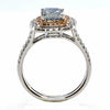 LARGE 2.20CT WHITE PINK & NATURAL BLUE DIAMOND 18KT WHITE & ROSE GOLD HALO RING