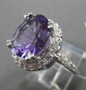 ESTATE LARGE 4.57CT DIAMOND & AAA EXTRA FACET AMETHYST 14KT WHITE GOLD HALO RING