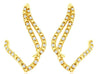 ESTATE .13CT DIAMOND 14K YELLOW GOLD 3D DOUBLE LEAF V SHAPE FUN HANGING EARRINGS