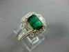 ESTATE 2.15CT DIAMOND & AAA EMERALD 18KT TWO TONE GOLD 3D ENGAGEMENT RING #26696