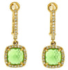 2.35CT DIAMOND & AAA PERIDOT 14K YELLOW GOLD ROUND CUSHION HALO HANGING EARRINGS