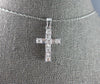 ESTATE .50CT DIAMOND 14KT WHITE GOLD 3D CLASSIC ROUND & BAGUETTE CROSS PENDANT