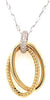 ESTATE .51CT DIAMOND 18K 2 TONE GOLD DOUBLE OVAL LOVE KNOT FUN FLOATING PENDANT