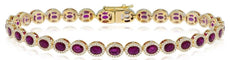 7.60CT DIAMOND & AAA RUBY 14KT YELLOW GOLD 3D OVAL & ROUND MULTI FLOWER BRACELET