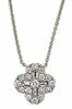 ESTATE .98CT DIAMOND 18KT WHITE GOLD 3D ROUND & BAGUETTE FLOWER LOVE NECKLACE