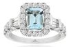 1.75CT DIAMOND & AAA AQUAMARINE 14KT WHITE GOLD 3D SQUARE HALO ENGAGEMENT RING