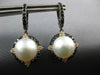 1.64CT WHITE & BLACK DIAMOND & SOUTH SEA PEARL 18KT BLACK GOLD HANGING EARRINGS