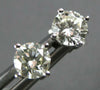 ESTATE .79CT DIAMOND 18KT WHITE GOLD 3D CLASSIC ROUND FOUR PRONG STUD EARRINGS