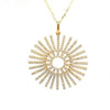 ESTATE LARGE 1.47CT DIAMOND 14K YELLOW GOLD 3D CLASSIC SUNBURST FLOATING PENDANT