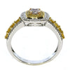 1.14CT WHITE PINK & FANCY YELLOW DIAMOND 18KT TRI COLOR GOLD 3D ENGAGEMENT RING