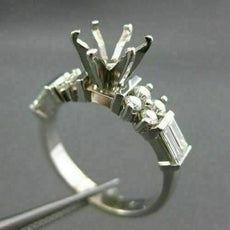 ANTIQUE .70CT DIAMOND 14KT WHITE GOLD BAGUETTE SEMI MOUNT ENGAGEMENT RING #22804