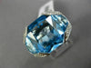 ESTATE EXTRA LARGE 12.10CT DIAMOND & AAA BLUE TOPAZ 18KT WHITE GOLD 3D FUN RING