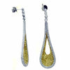 LARGE 4.47CT WHITE & FANCY YELLOW DIAMOND 18K 2 TONE GOLD COVET HANGING EARRINGS