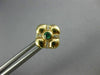 ESTATE .20CT DIAMOND & AAA EMERALD 14KT YELLOW GOLD FLOWER SQUARE STUD EARRINGS