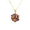 LARGE 2.95CT DIAMOND & AAA MULTI COLOR SAPPHIRE 18KT YELLOW GOLD RAINBOW PENDANT