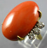 EXTRA LARGE .55CT DIAMOND & AAA CORAL 18KT 2 TONE GOLD CLASSIC OVAL & ROUND RING