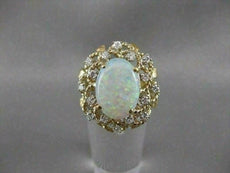 ANTIQUE 3.40CTW DIAMOND FIERY OPAL 14K YELLOW GOLD FILIGREE COCKTAIL RING #2301