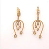 ESTATE 1.45CT DIAMOND 18KT YELLOW GOLD ELONGATED TEAR DROP BAR HANGING EARRINGS