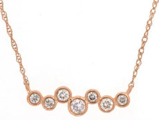 .20CT DIAMOND 14KT ROSE GOLD 3D ROUND SEVEN STONE BEZEL ETOILE FUN LOVE NECKLACE