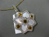 ESTATE LARGE 1.50CT DIAMOND & CITRINE 14K TWO TONE GOLD SQUARE SNOWFLAKE PENDANT