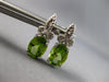 2.64CT DIAMOND & AAA PERIDOT 14KT WHITE GOLD OVAL & ROUND FUN HANGING EARRINGS
