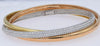 LARGE 6.42CT DIAMOND 18KT TRI COLOR GOLD MULTI ROW TRINITY LOVE BANGLE BRACELET