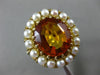 ANTIQUE LARGE 10CT AAA CITRINE & SOUTH SEA PEARL 14KT YELLOW GOLD 3D FLOWER RING