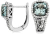 3.25CT DIAMOND & AAA AQUAMARINE 14KT WHITE GOLD 3D CUSHION & ROUND HALO EARRINGS