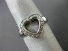 ANTIQUE LARGE .16CT DIAMOND 14KT WHITE GOLD OPEN HEART LOVE COCKTAIL RING #17582