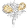 LARGE 3.36CT WHITE & FANCY YELLOW DIAMOND 18K TWO TONE GOLD CRISS CROSS FUN RING