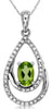 .62CT DIAMOND & AAA PERIDOT 14K WHITE GOLD OVAL & ROUND DOUBLE TEAR DROP PENDANT