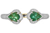 ESTATE LARGE 20.98CT DIAMOND & AAA EMERALD 18KT 2 TONE GOLD CUFF BANGLE BRACELET