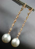 LONG .58CT DIAMOND & SOUTH SEA PEARL 18KT ROSE GOLD TEAR DROP HANGING EARRINGS