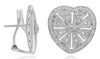 ESTATE .33CT DIAMOND 14K WHITE GOLD 3D HEART SHAPE FILIGREE CLIP ON FUN EARRINGS