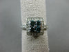 WIDE .88CT WHITE & BLUE DIAMOND 18KT WHITE GOLD 3D SQUARE CLUSTER PROMISE RING