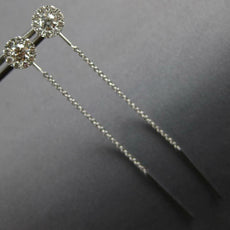 .76CT DIAMOND 14K WHITE GOLD 3D SOLITAIRE FLOWER CHANDELIER FUN HANGING EARRINGS