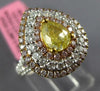 2.16CT WHITE CANARY & PINK DIAMOND 18K 2 TONE GOLD 3D PEAR SHAPE ENGAGEMENT RING