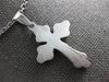LARGE .42CT DIAMOND 14KT WHITE GOLD CLASSIC DOUBLE PLATED FILIGREE CROSS PENDANT