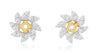 ESTATE .47CT DIAMOND 14KT YELLOW GOLD 3D ROUND MULTI LEAF FLORAL JACKET EARRINGS