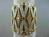 LARGE 1.74CT WHITE PINK & FANCY YELLOW DIAMOND 18KT TRI COLOR GOLD FILIGREE RING