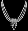 EXTRA LARGE 33.79CT DIAMOND 18KT WHITE GOLD MULTI SHAPE FLORAL 3 STRAND NECKLACE