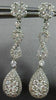 ESTATE 2.58CT DIAMOND 18KT WHITE GOLD 3D FLOWER INFINITY PEAR HANGING EARRINGS