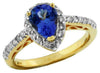 2.10CT DIAMOND & AAA TANZANITE 14KT YELLOW GOLD PEAR SHAPE HALO ENGAGEMENT RING